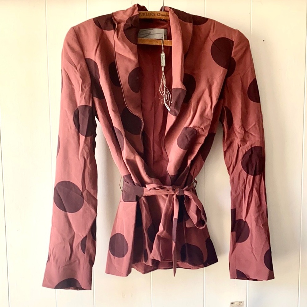 NWT Vintage Filene’s Silk Polka Dot Wrap Blouse Size 8